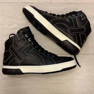 Salvatore Ferragamo Black and White High-Top Sneakers